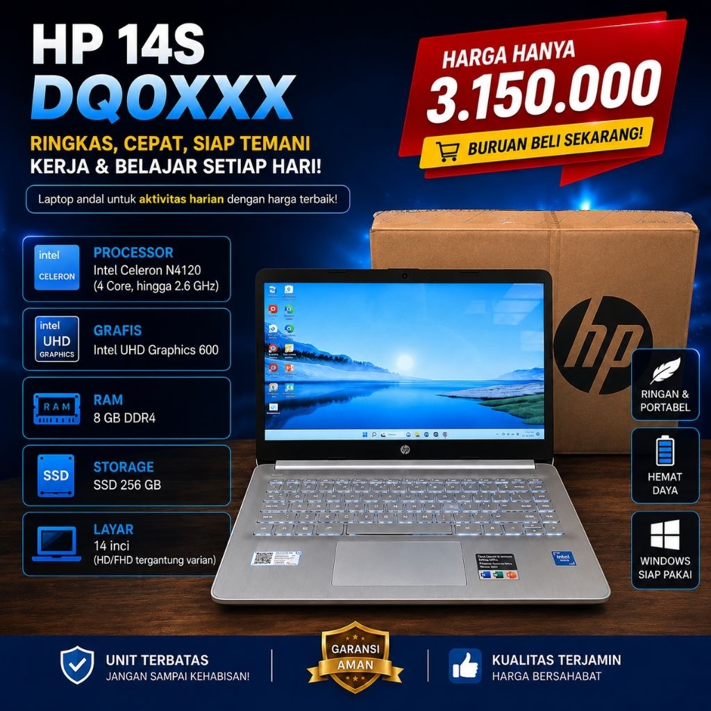 laptop HP 14S keyboard backlite