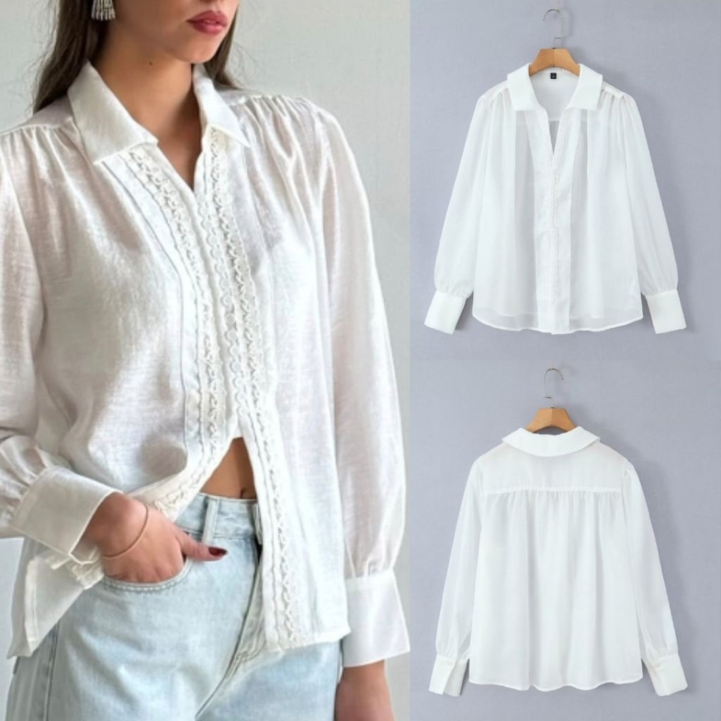 White Textured Front Blouse 80740 (TENC)
