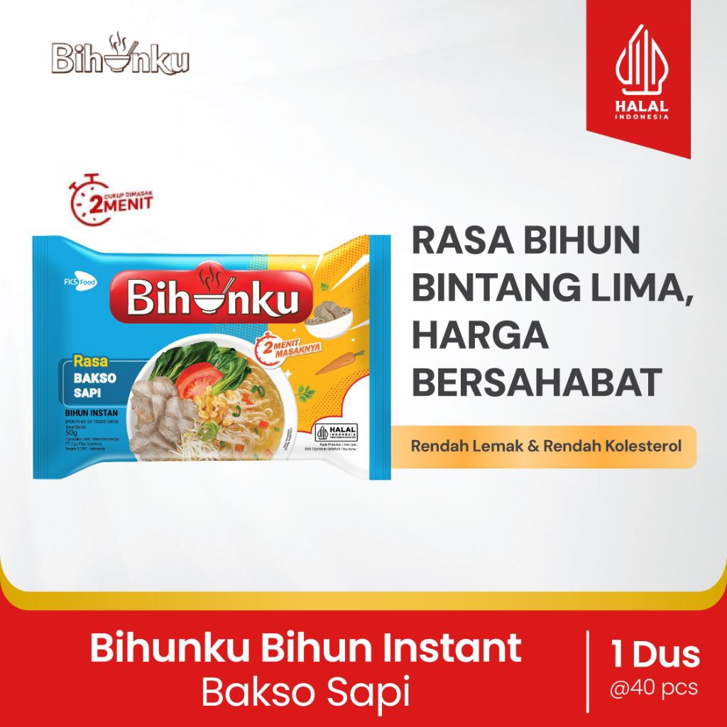 Bihunku Instan - Bakso - 1 Karton - 40 Pcs - 50gr