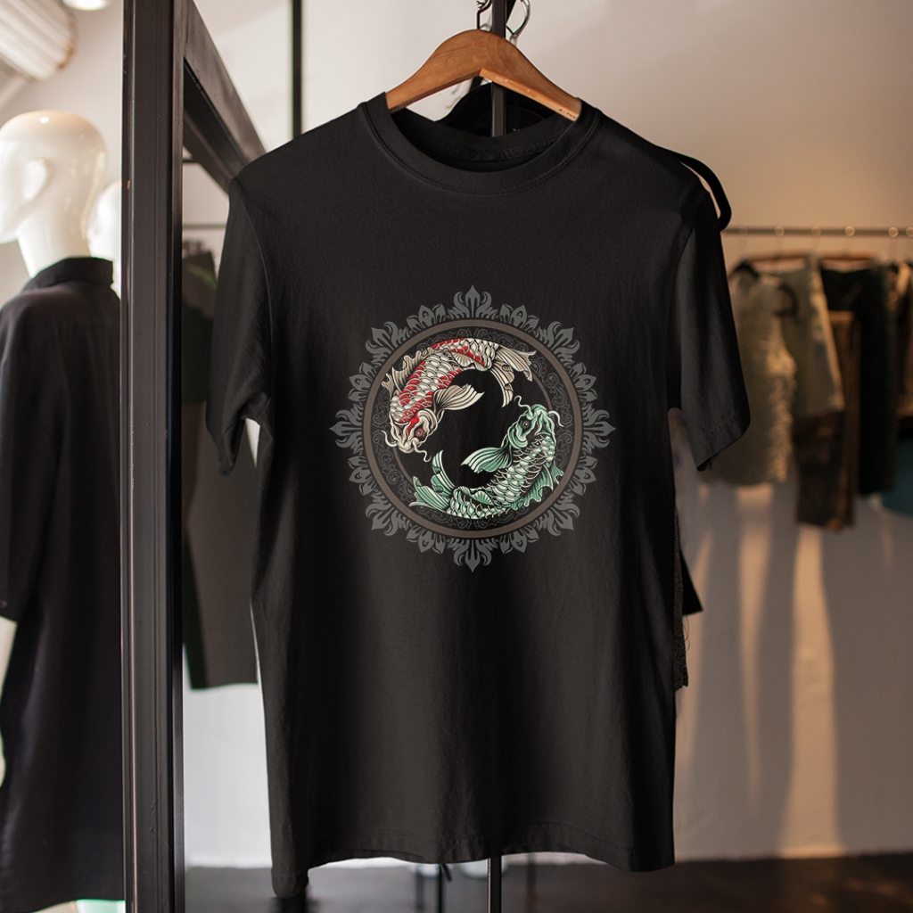 Kaos Unisex DTF - Two koi fish vector
