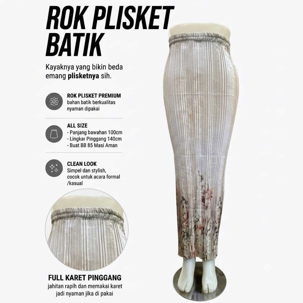 Rok Batik Plisket Bahan Halus