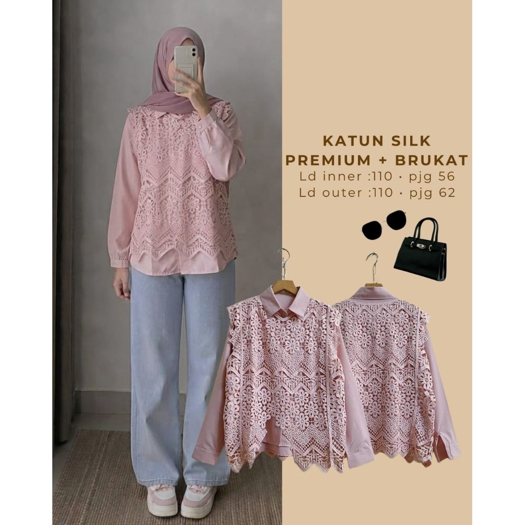 Kemeja + outer brukat premium