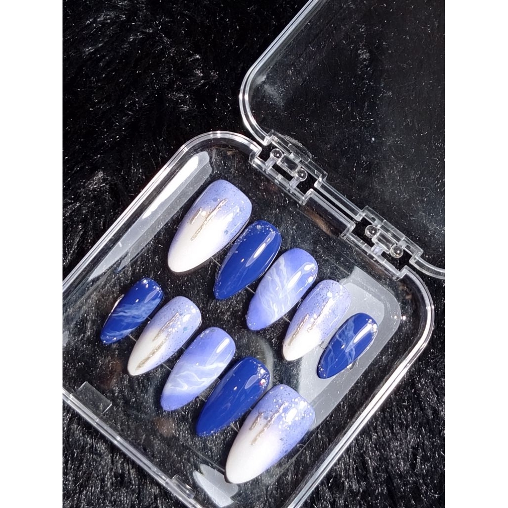 Press On Nails Dongker Marble