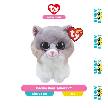 TY Beanie Boos Asher Cat (Medium) - Boneka Kucing
