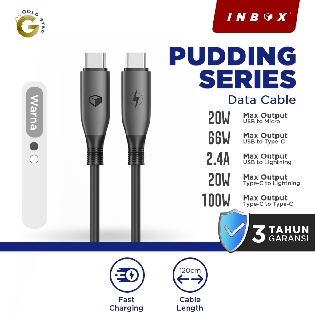 Inbox Pudding Series Super Fast Charging Cable Type-C / Micro / Lightning iPhone USB 1.2M