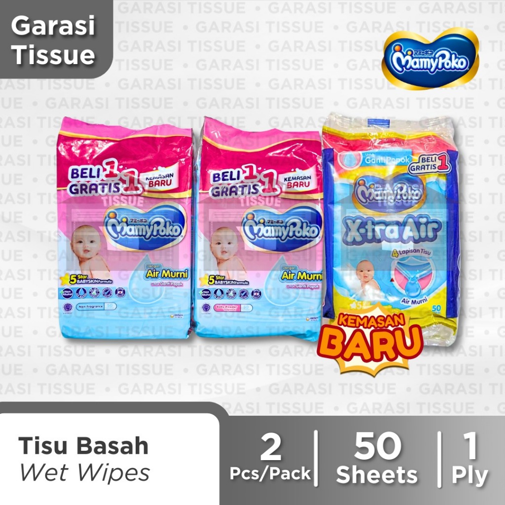 2 Pcs x 50 Sheets Tissue Basah MAMY POKO