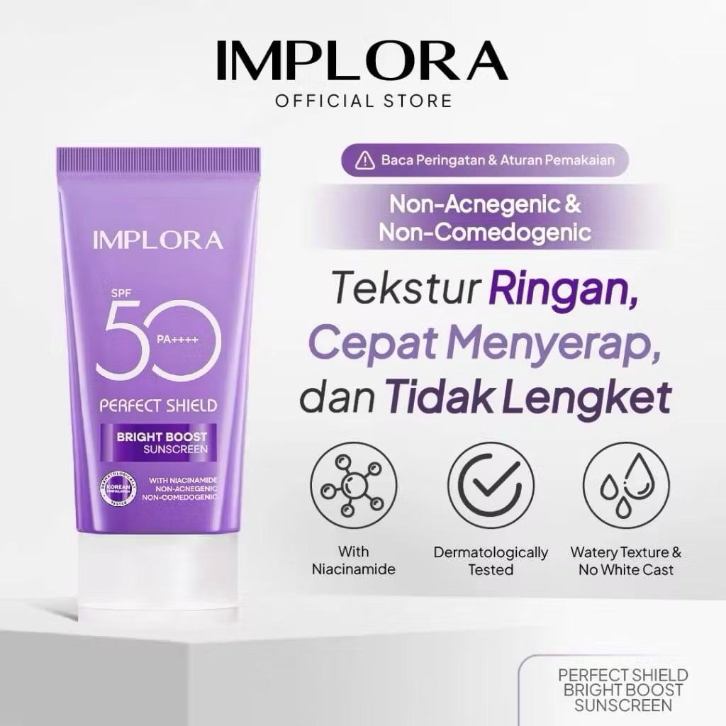Implora Perfect Shield Bright Boost Sunscreen SPF 50 PA++++ 25ml