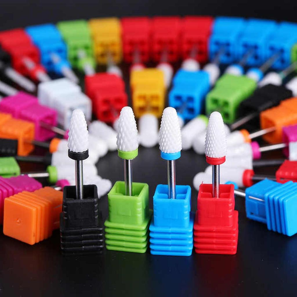 Ceramic Flame Bits Barrel Bits Remover Kutek Gel Bits Cone Bits Nail Art Drill Bits