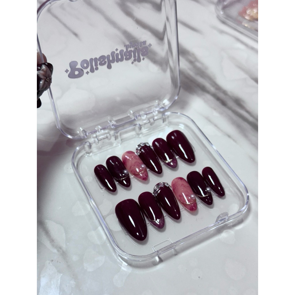 Custom Press On Nails Maroon