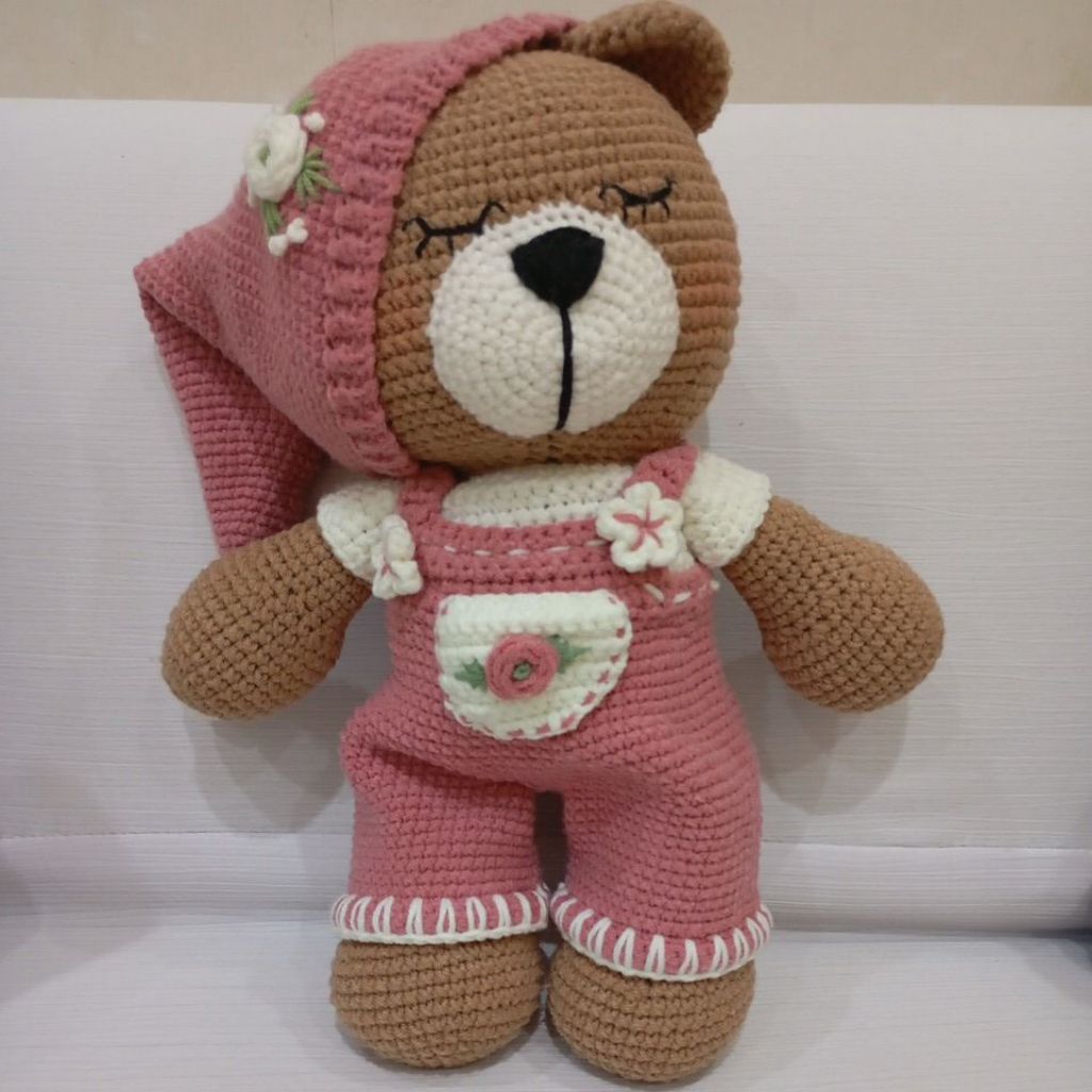 Boneka Bear Rajut 36cm Premium