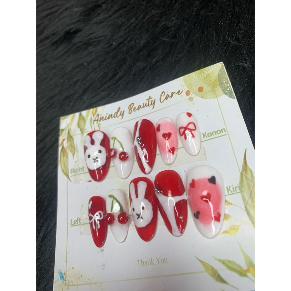 Press On nail cute red