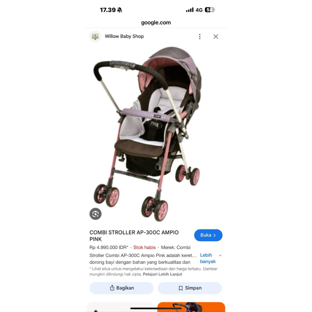 PRELOVED COMBY STROLLER AP-300c ampio pink