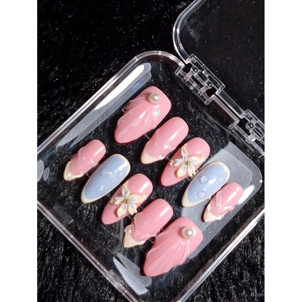 Press On Nails Pink-Blue