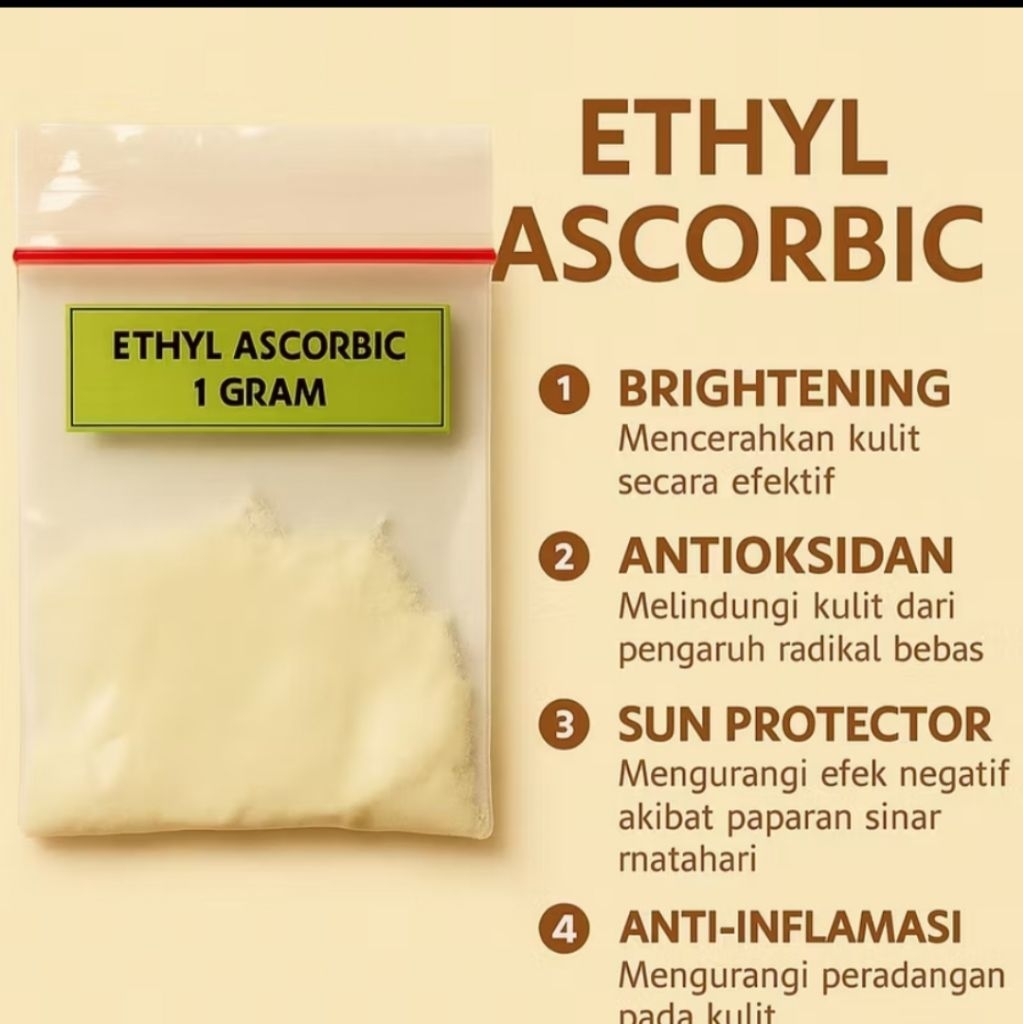 Ethyl Ascorbic Acid Vit C Bahan kosmetik 1gr
