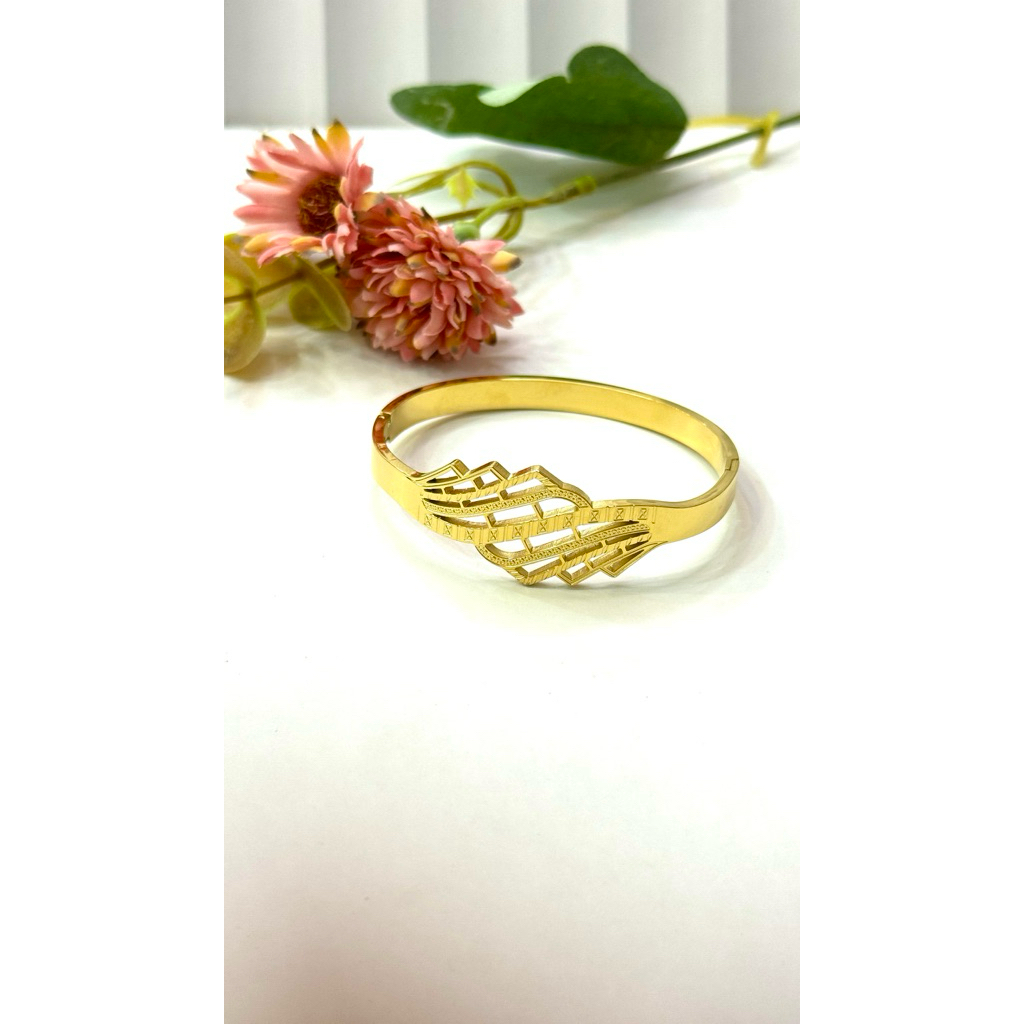 gelang bangle titanium gold