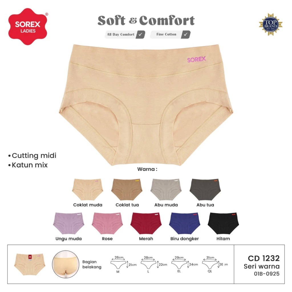 Sorex CD Perempuan Basic Midi Katun Mix Strecth 1232 ( Warna Random )