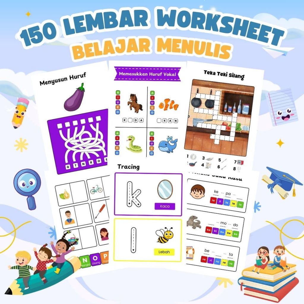 150 LEMBAR WORKSHEET BELAJAR MENULIS