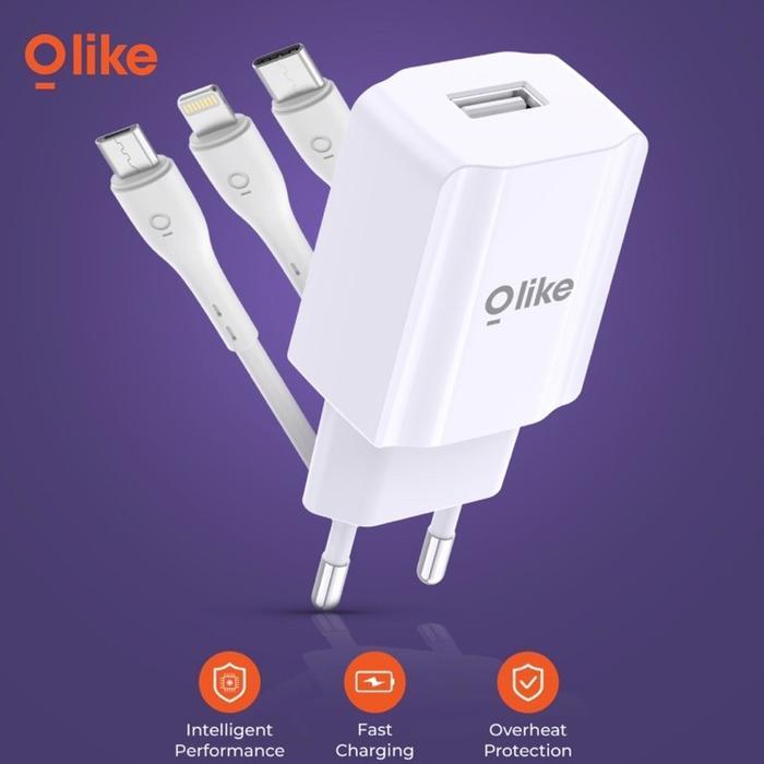 Funga Klabu_ Olike C107 Bundling Charger + Data Cable Micro Usb / Usb-C / Lightning