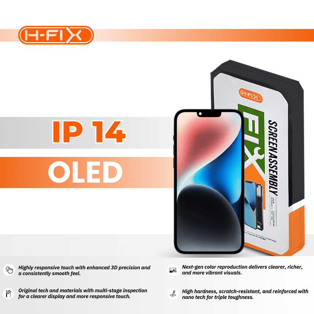 HFIX - TOUCHSCREEN LCD IP 14 OLED SOFT GAMUTH SCREEN FULLSET ASSEMBLY MURAH