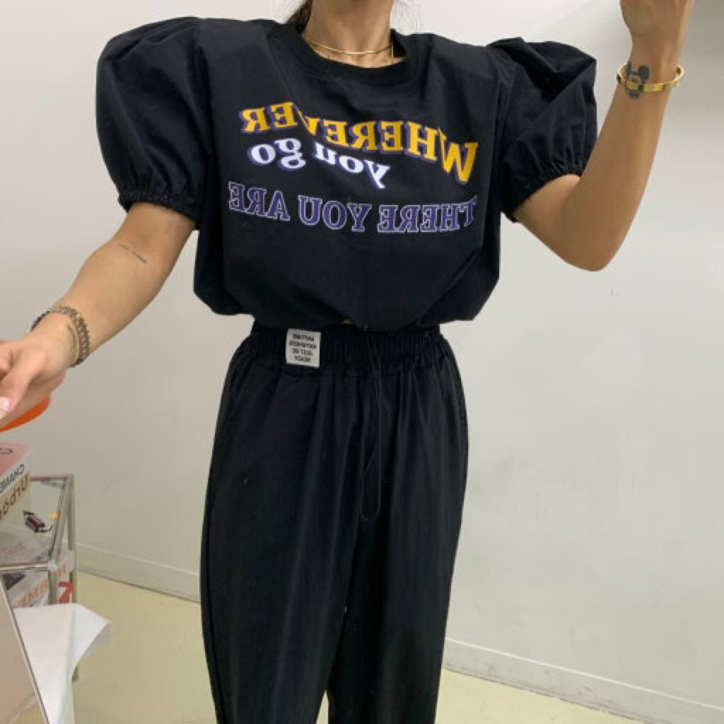 crop top hitam serut