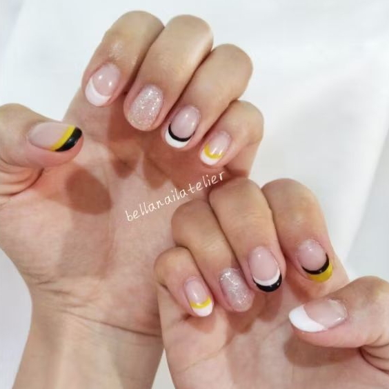 Funky French Tips 2D Design Press On Nails