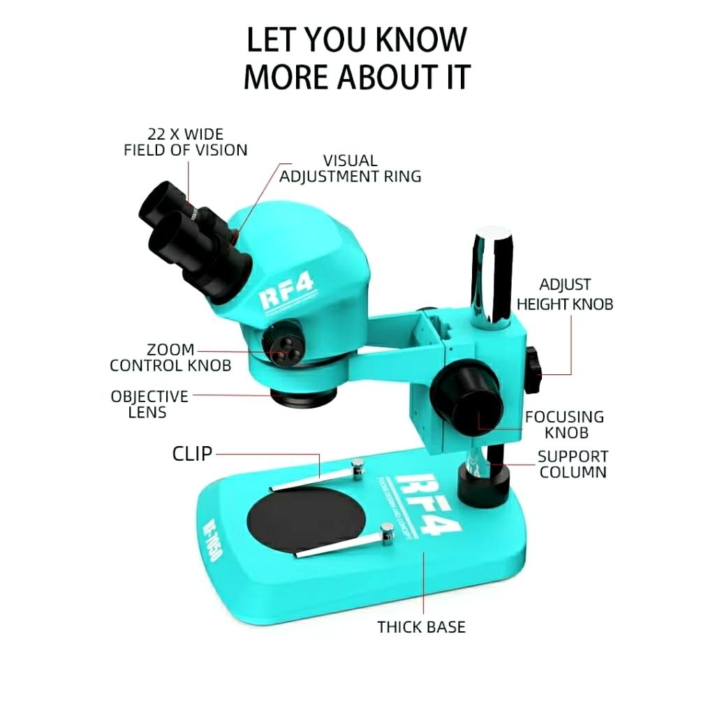 MICROSCOPE RF4 RF-7050 TRINOKULER PLUS LAMPU LED  ORIGINAL