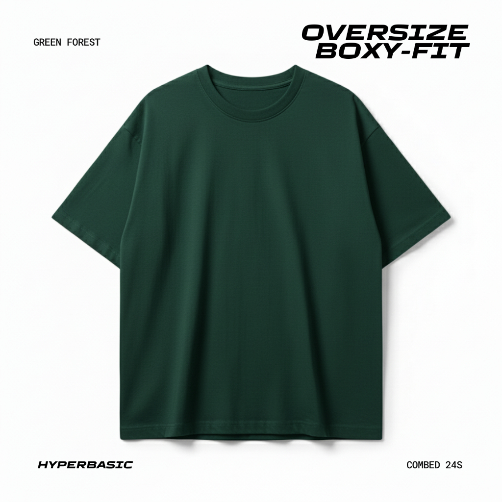 Hyperbasic Combed 24s Oversize Boxy Fit T-Shirt | Hijau Botol