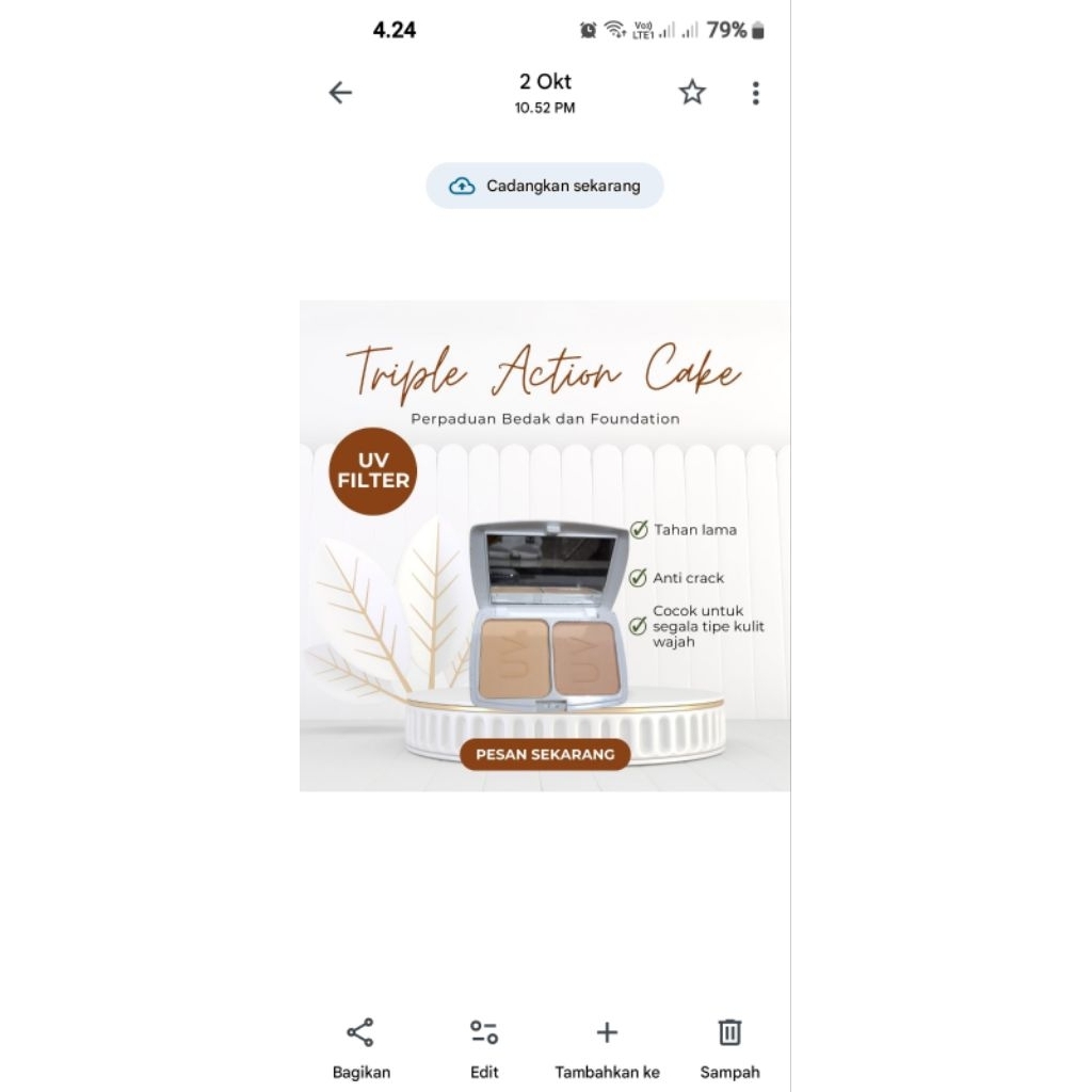 triple action cake uv filter duta