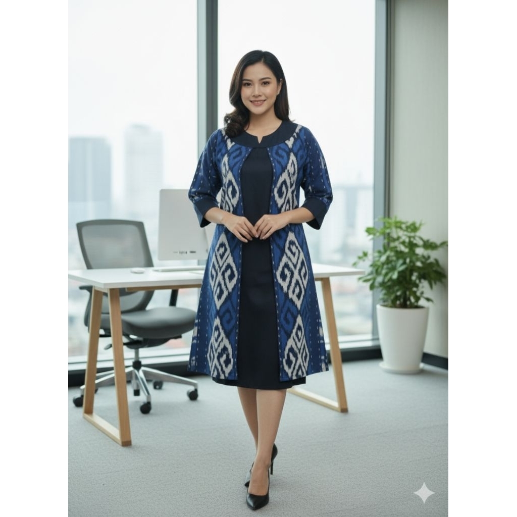 Dres Tenun Buka Tutup