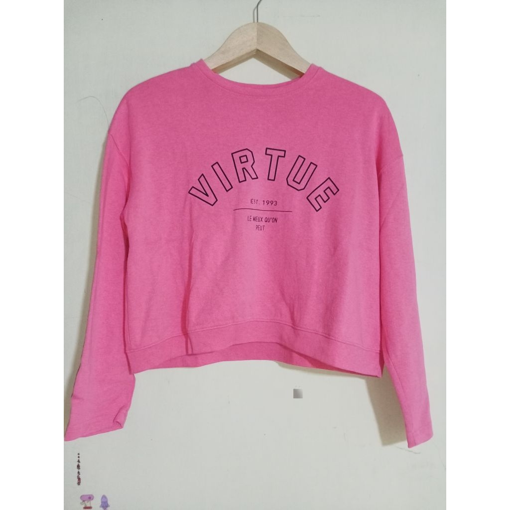 crewneck crop pink