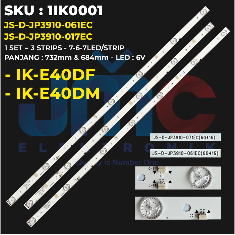 BACKLIGHT TV LED IKON 40 INCH IK-E40DF IK-E40DM E40DF E40DM 7 6 7 LED