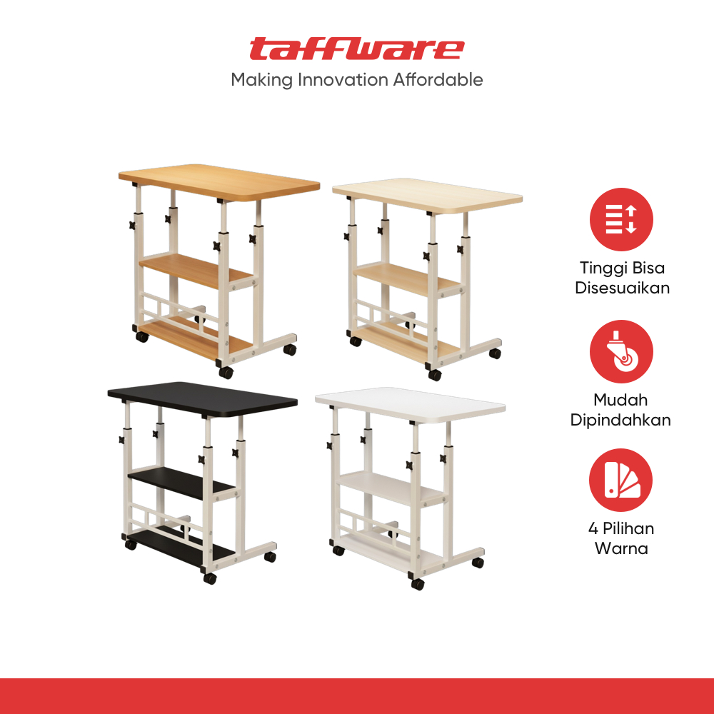 TaffHOME Meja Laptop Study Table Adjustable Double Layer 80x40cm - L200