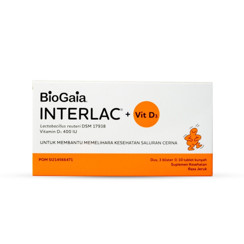 INTERLAC + VIT. D3 TABLET KUNYAH (PER TABLET)