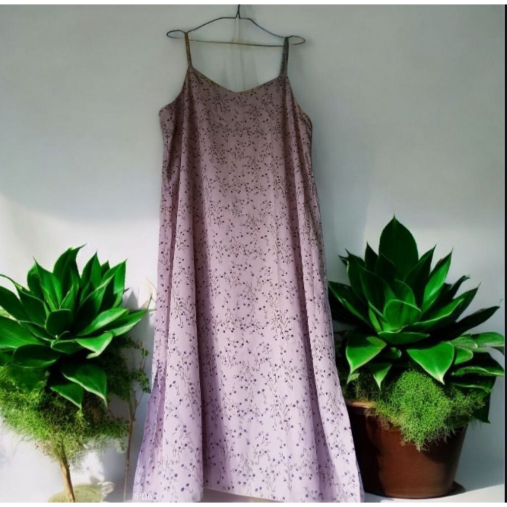 dress overall bunga bunga lilac super cute