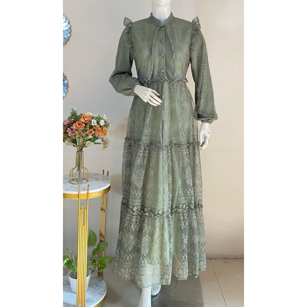 Gamis brukat premium sage