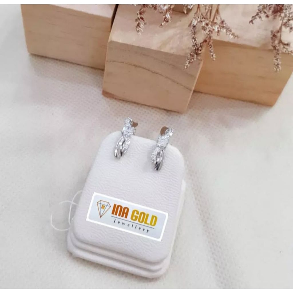 Anting Jepit Sirkon Mas Putih