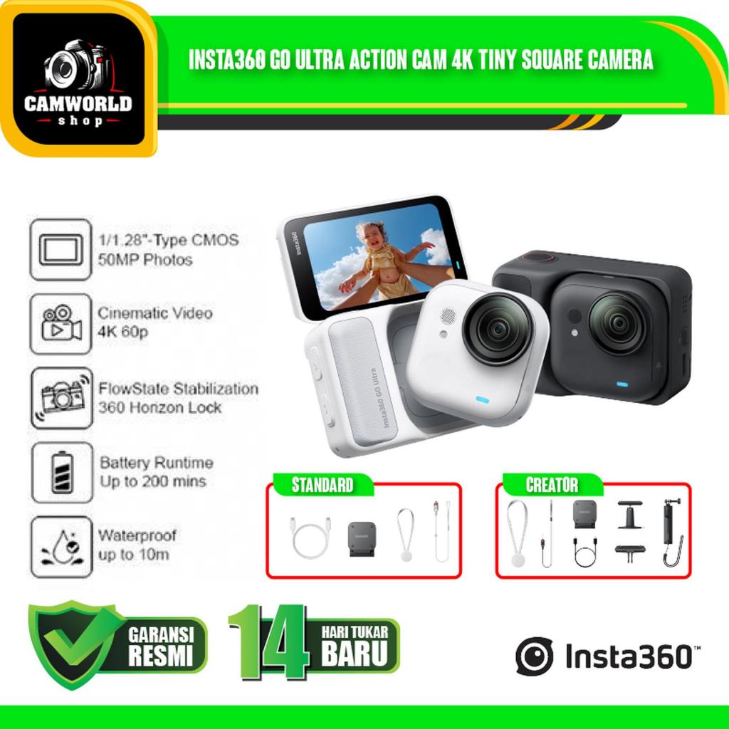 Insta360 GO Ultra Action Cam 4K Tiny Square Camera