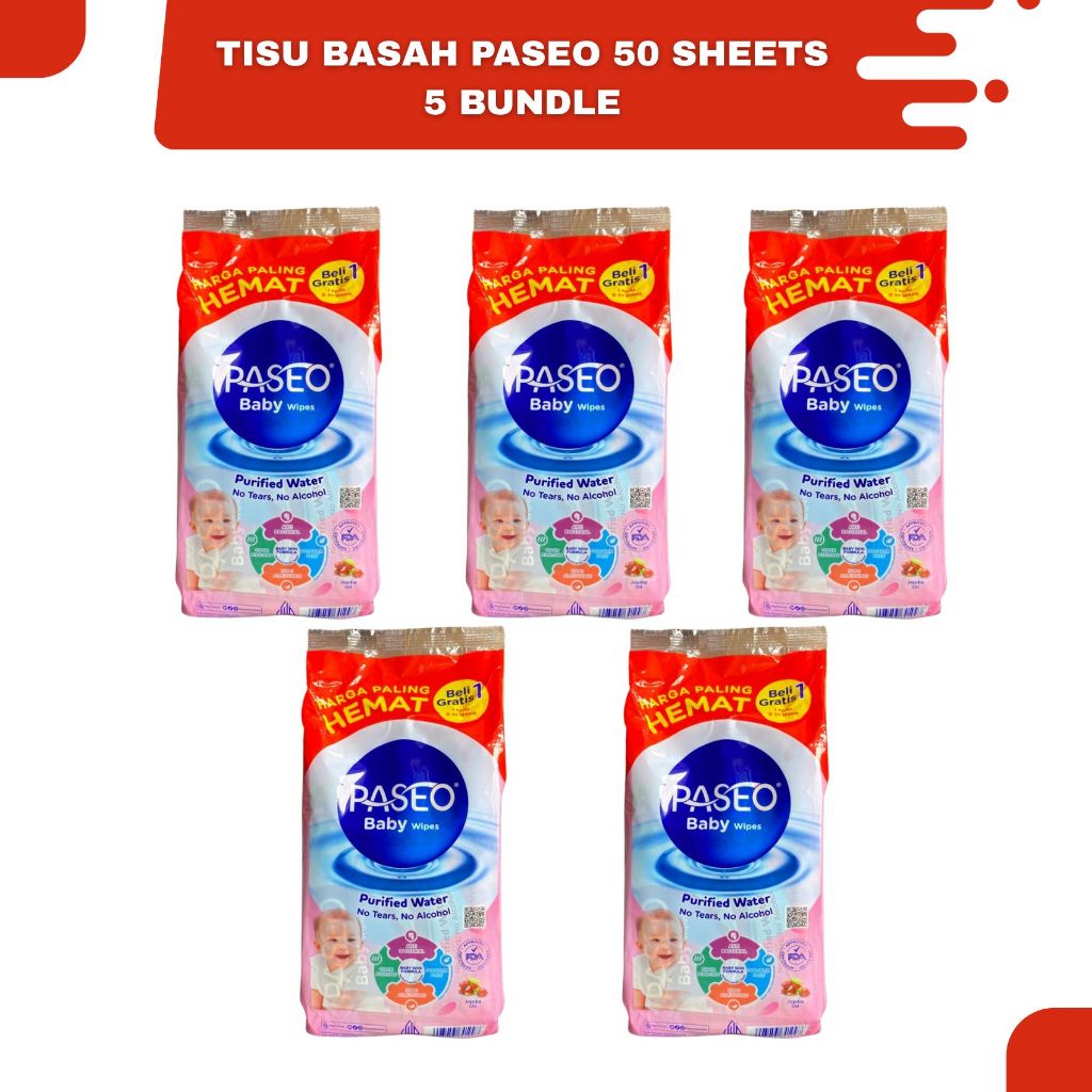 TISU BASAH PASEO 50 SHEET ISI 5 BUNDLE