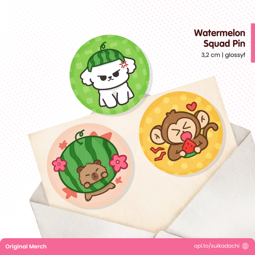 Watermelon Squad Button Pin by Suikadachi