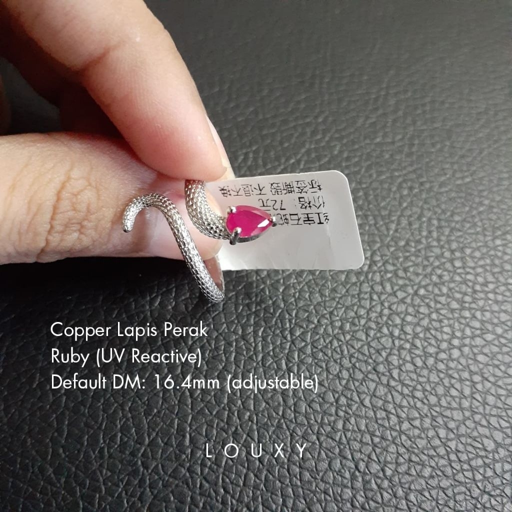 Cincin Permata Ruby Cincin Ular Ruby Lapis Perak Adjust Cincin Ruby