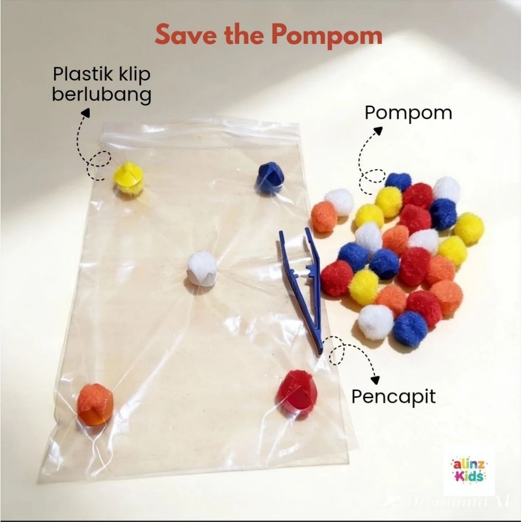 (Alinz) Mainan Sensory, Selamatkan Pompom