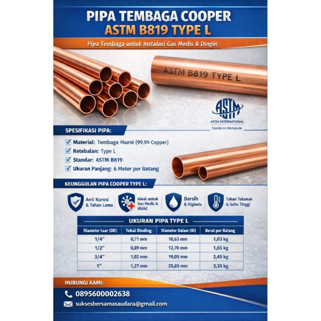 Pipa Cooper Tembaga Uk.3/4 in
