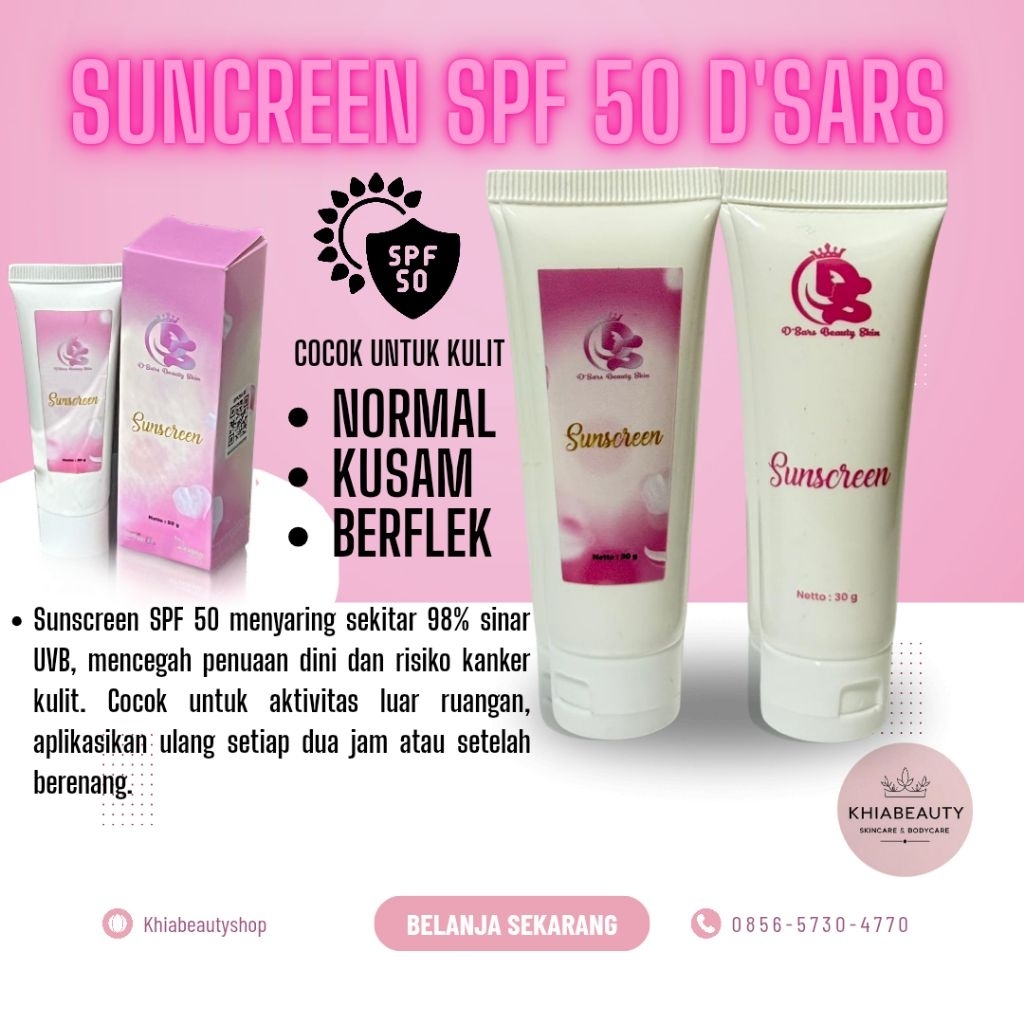 Suncreen spf 50 D'sars beautyskin