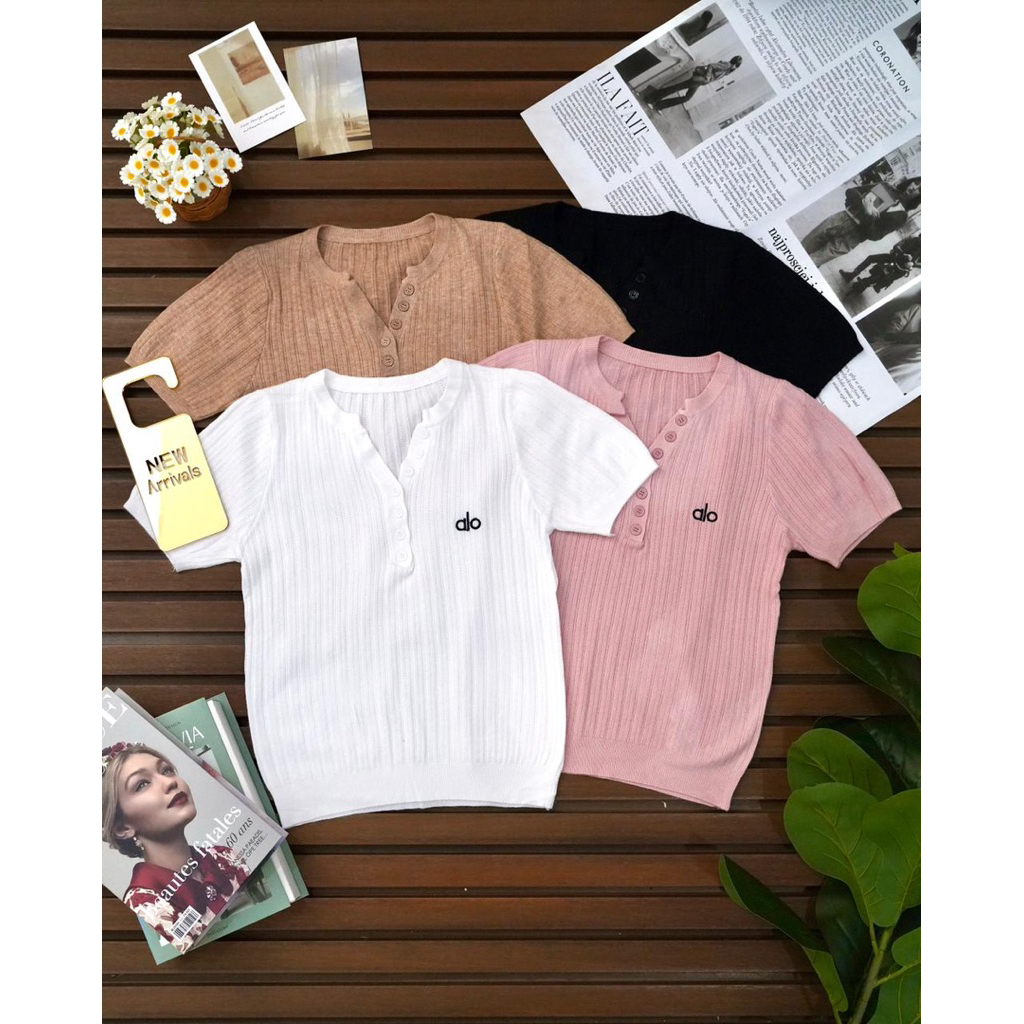 [3R] RAJUT ALO HALF BUTTON