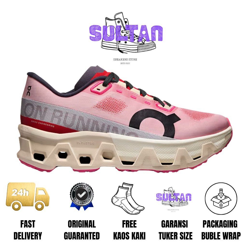 Sepatu On Cloudmonster Hyper Red/Cream Original