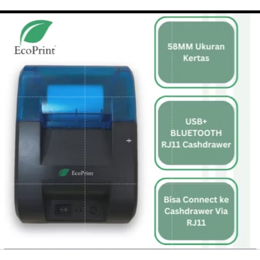 EcoPrint Printer Thermal Bluetooth POS58/Receipt Printer 58mm +3roll kertas