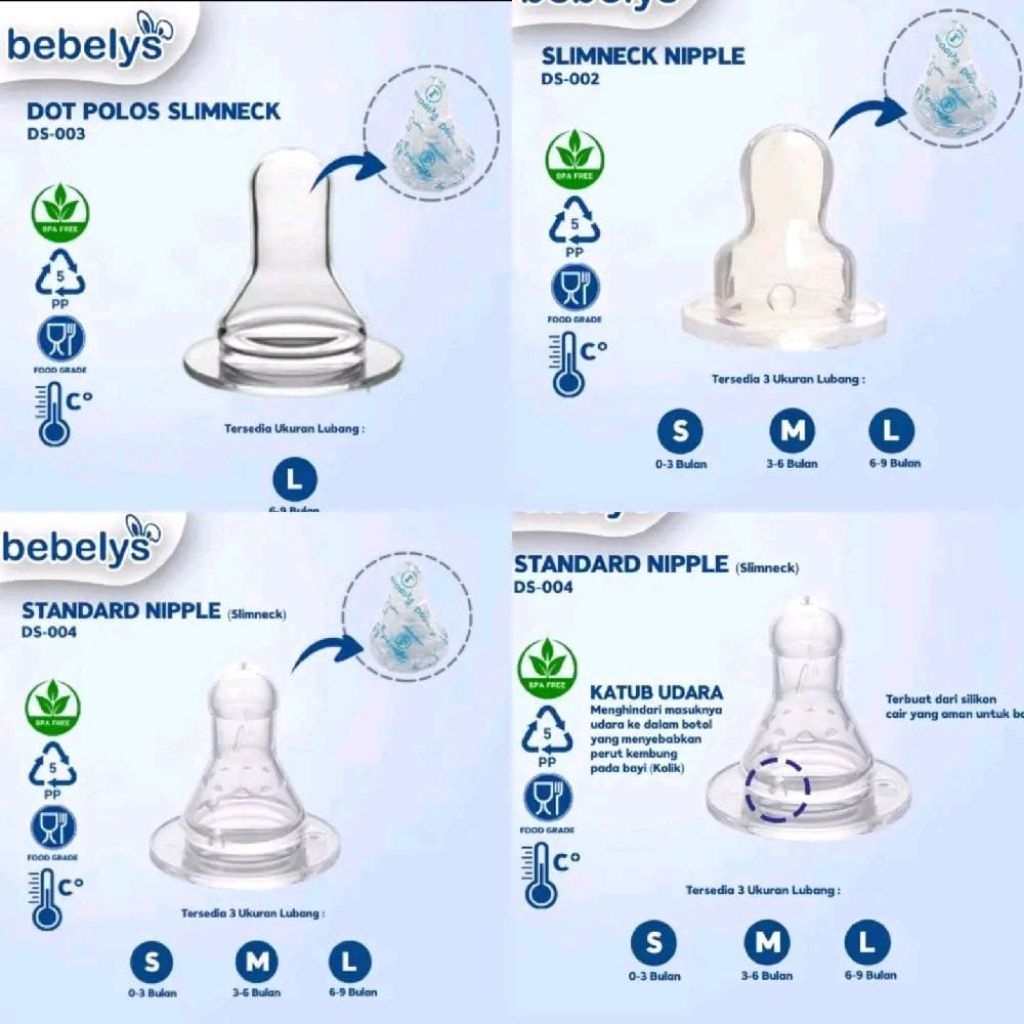 Bebelys Dot Slimneck Standard Nipple Dot polos