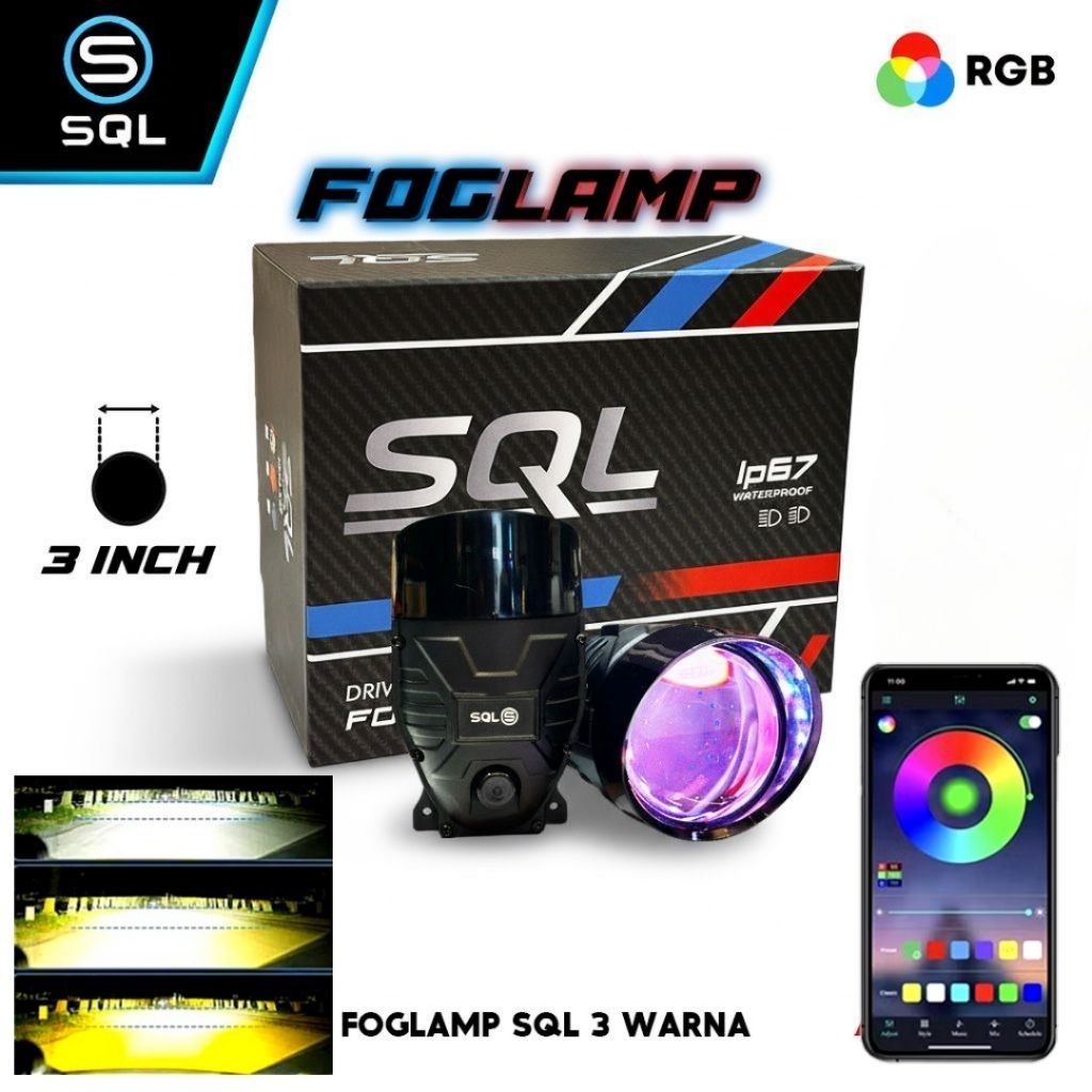 Foglamp Biled 3.0 Inch SQL 3 Warna Plus Demon RGB Matrix