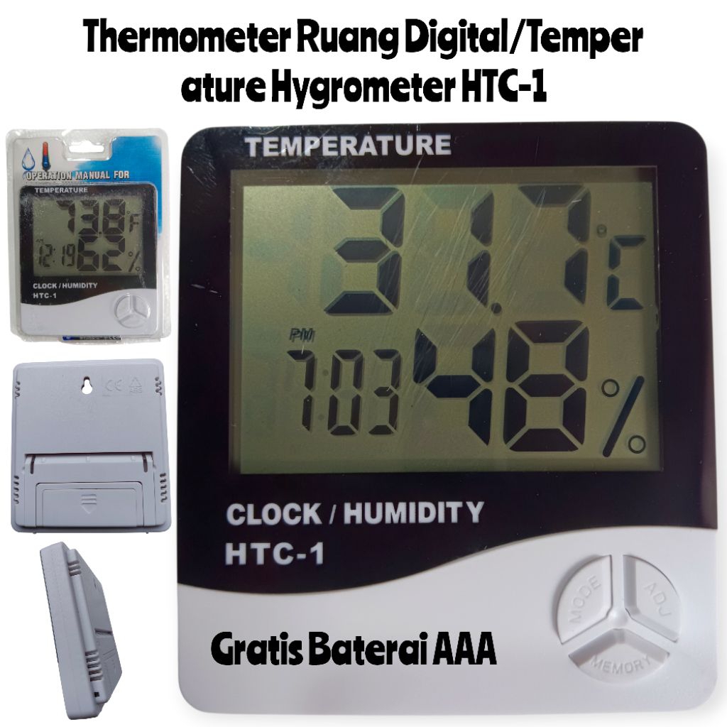 Termometer Ruangan Digital HTC1/Hygrometer Thermometer Digital