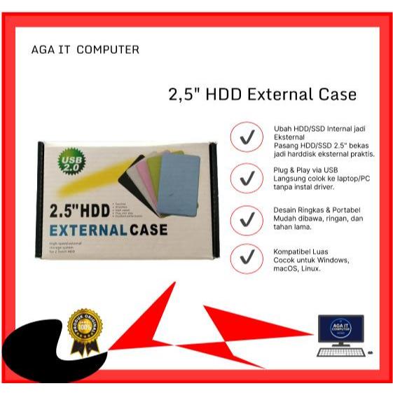 2,5" HDD External Case USB 2.0 Konektor Harddisk Laptop